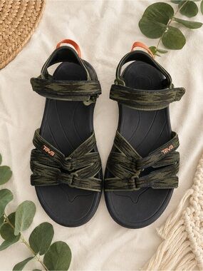 Teva Original Universal Sport Sandals Olive Green Black Strappy Comfort Outdoor